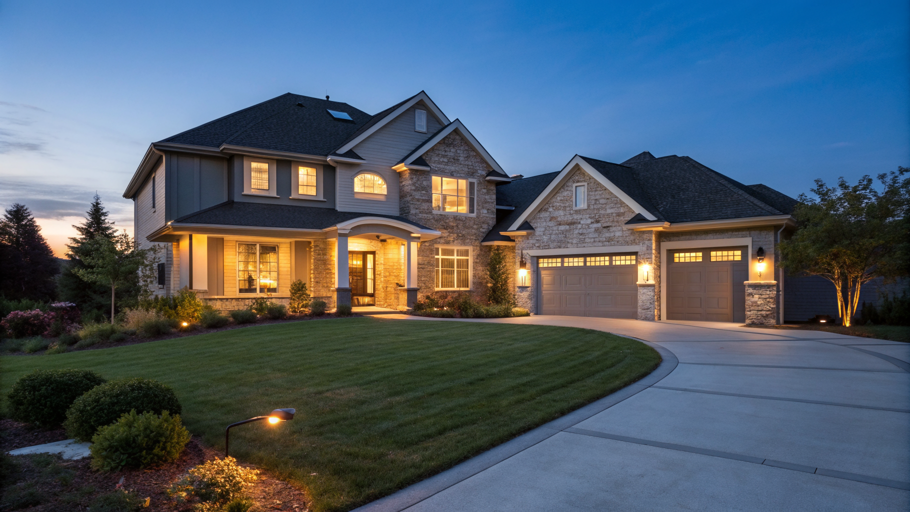 Modern home exterior at dusk — seller financing guide for first-time buyers